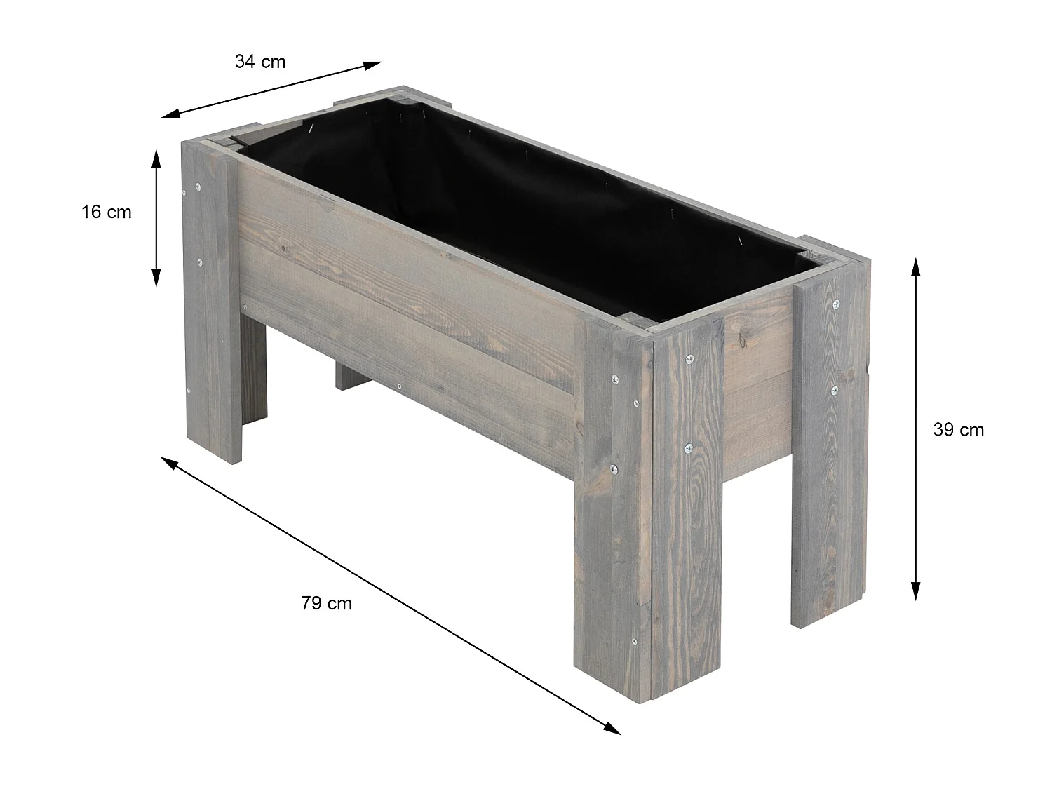 Potager de jardin sur pied table semis 39x79x34 cm bois de pin WOMO-DESIGN