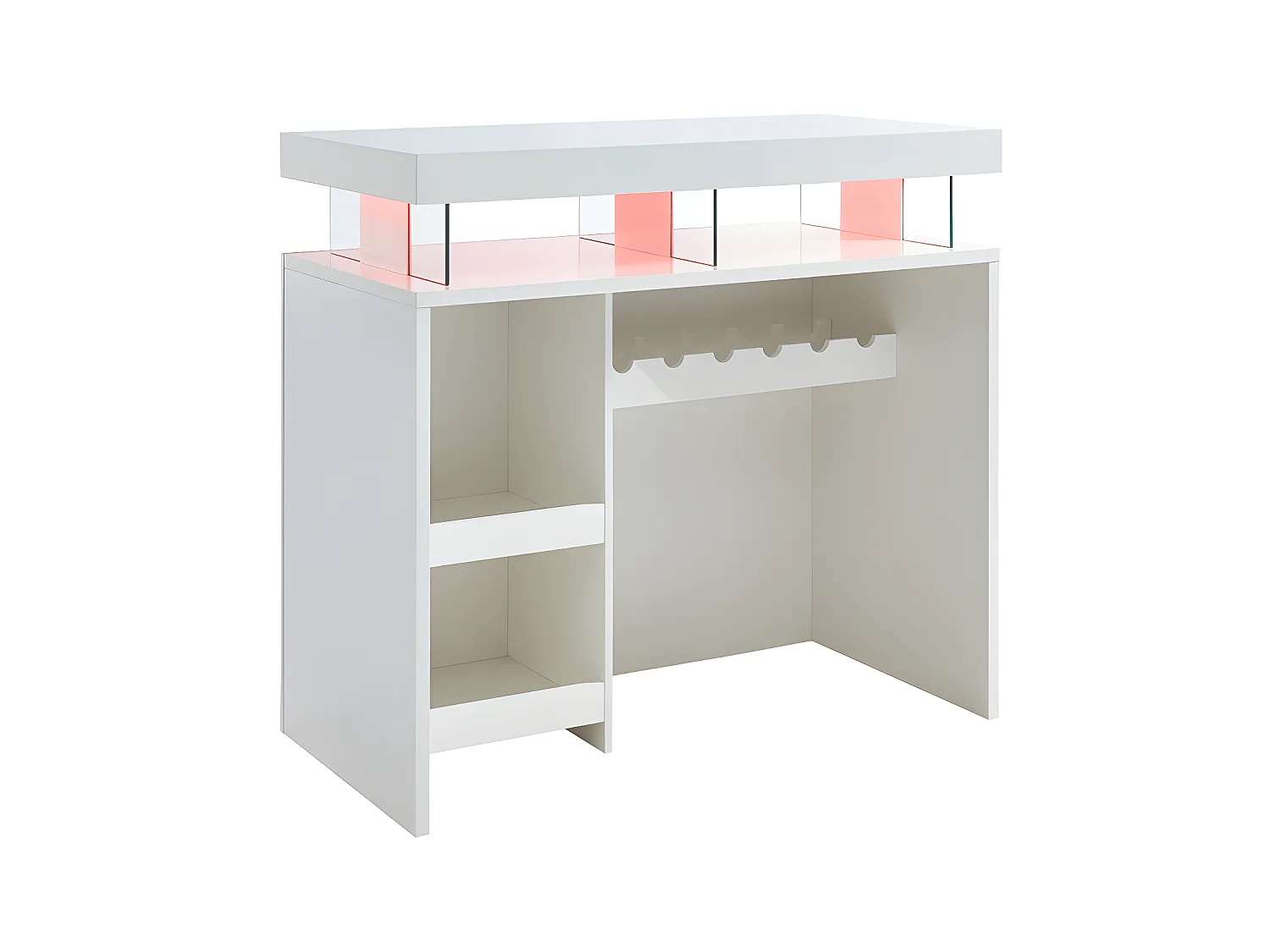 Mobile da bar con LED in MDF Bianco laccato - FABIO II