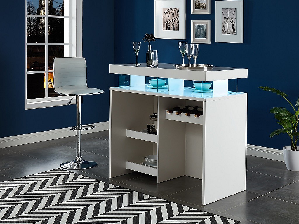 Vente-unique Led Hausbar - Hochglanz - Mdf - Weiß - Fabio