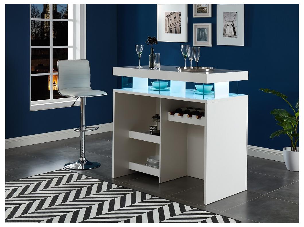 Mobile da bar con LED in MDF Bianco laccato - FABIO II