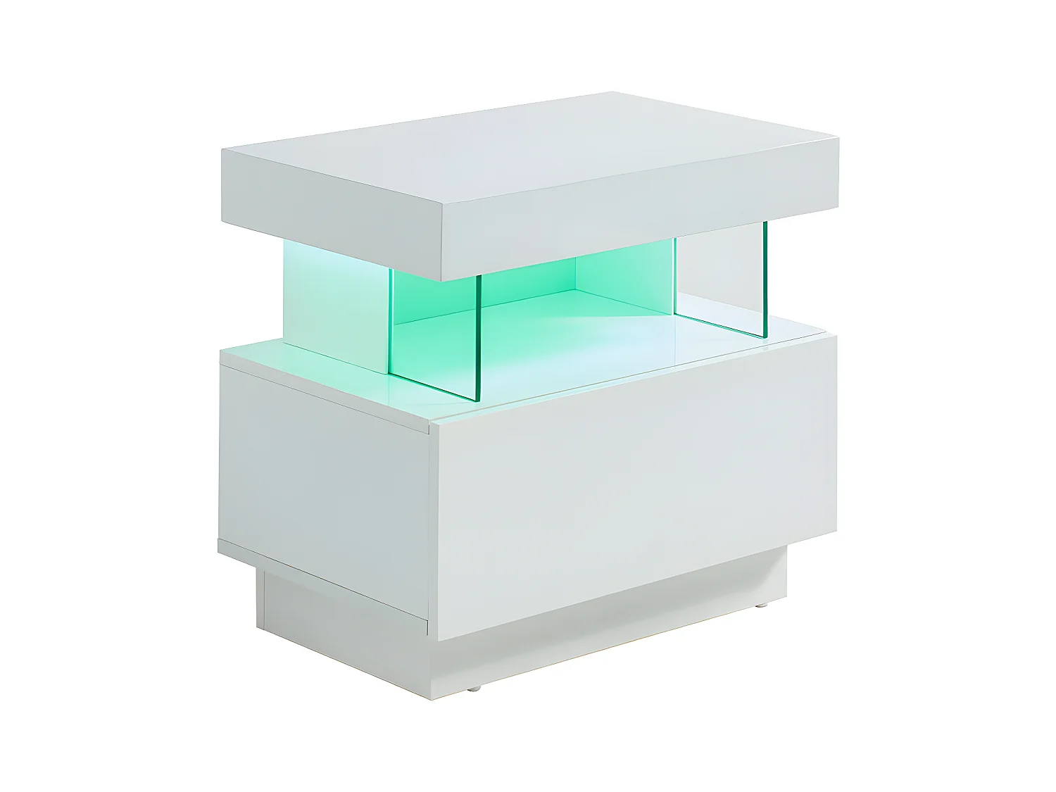 Nachtkastje FABIO - Wit gelakt MDF - Leds - 1 lade en 1 nis