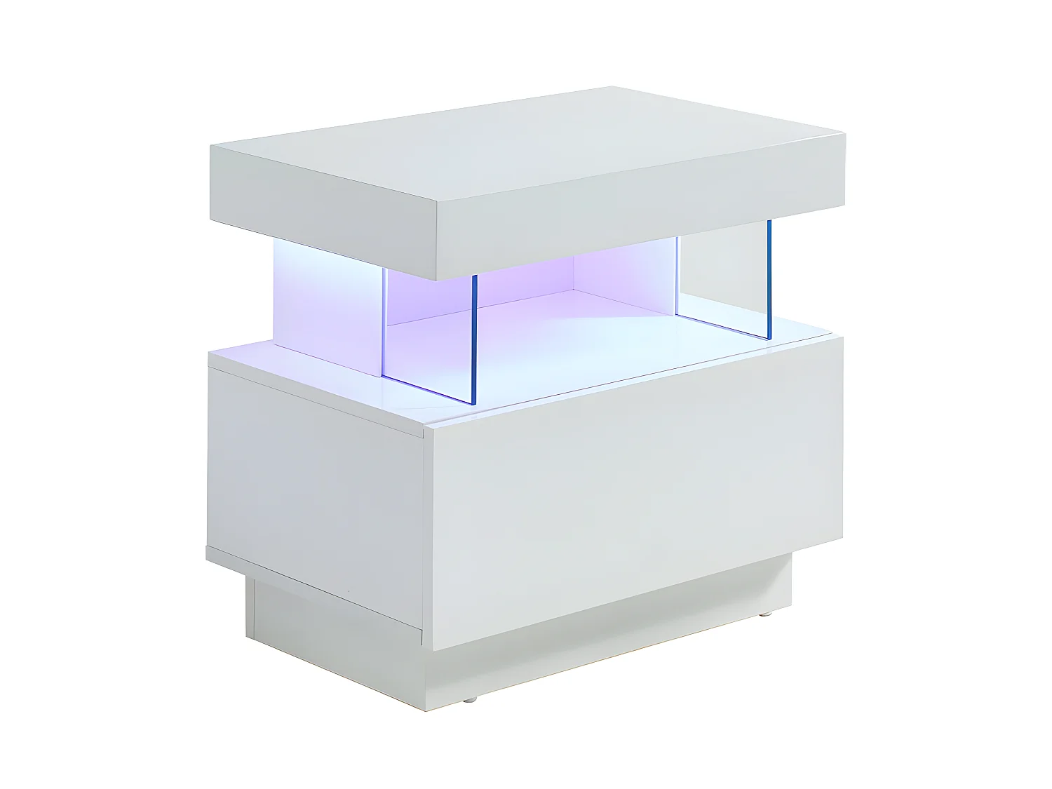 Nachtkastje FABIO - Wit gelakt MDF - Leds - 1 lade en 1 nis