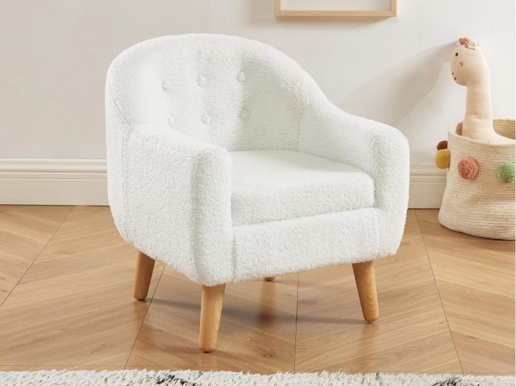Fauteuil pour enfant en tissu bouclette blanc CASORLA