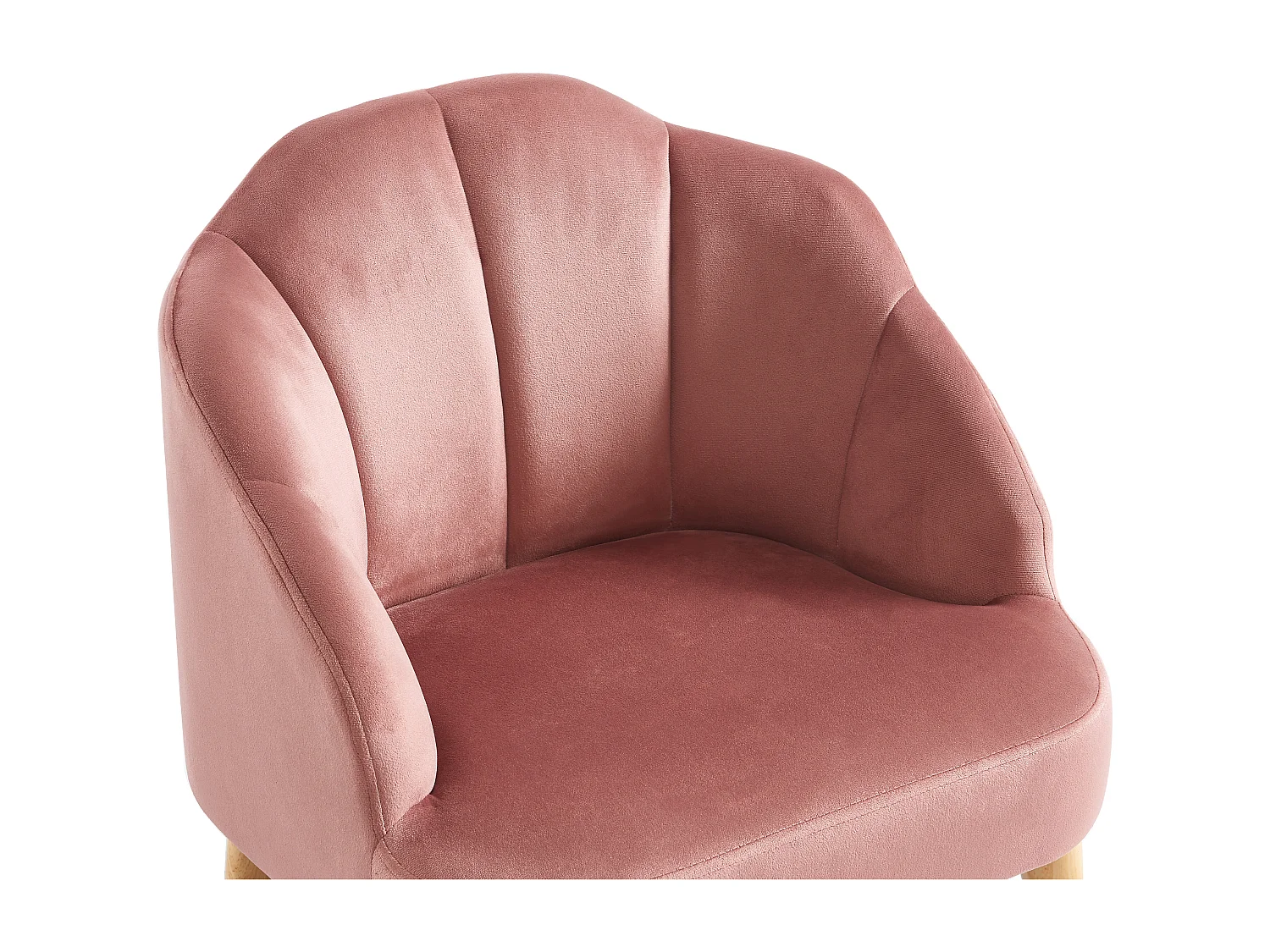 Snäckformad velvetfåtölj i rosa för barn COBACA