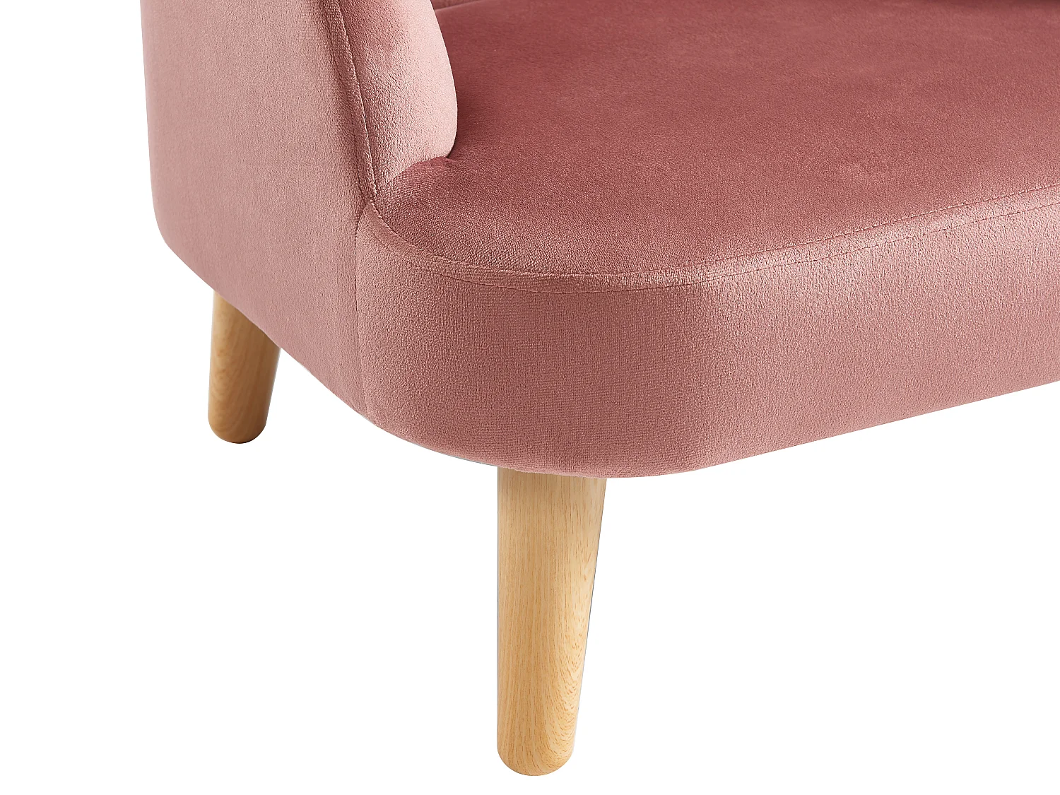 Snäckformad velvetfåtölj i rosa för barn COBACA