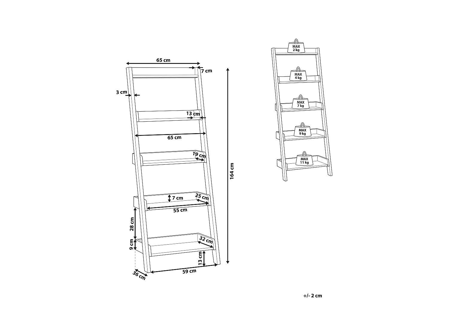 Boekenkast met 5 planken MOBILE TRIO 166 cm Wit