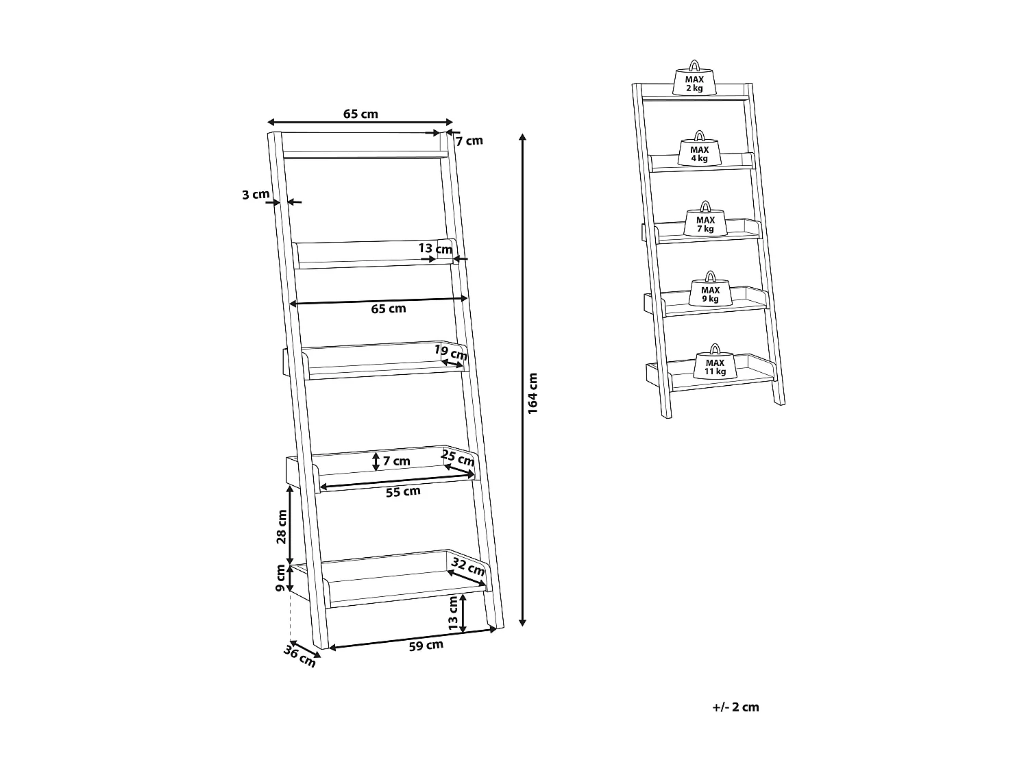 Libreria a 5 ripiani MOBILE TRIO 166 cm Bianco