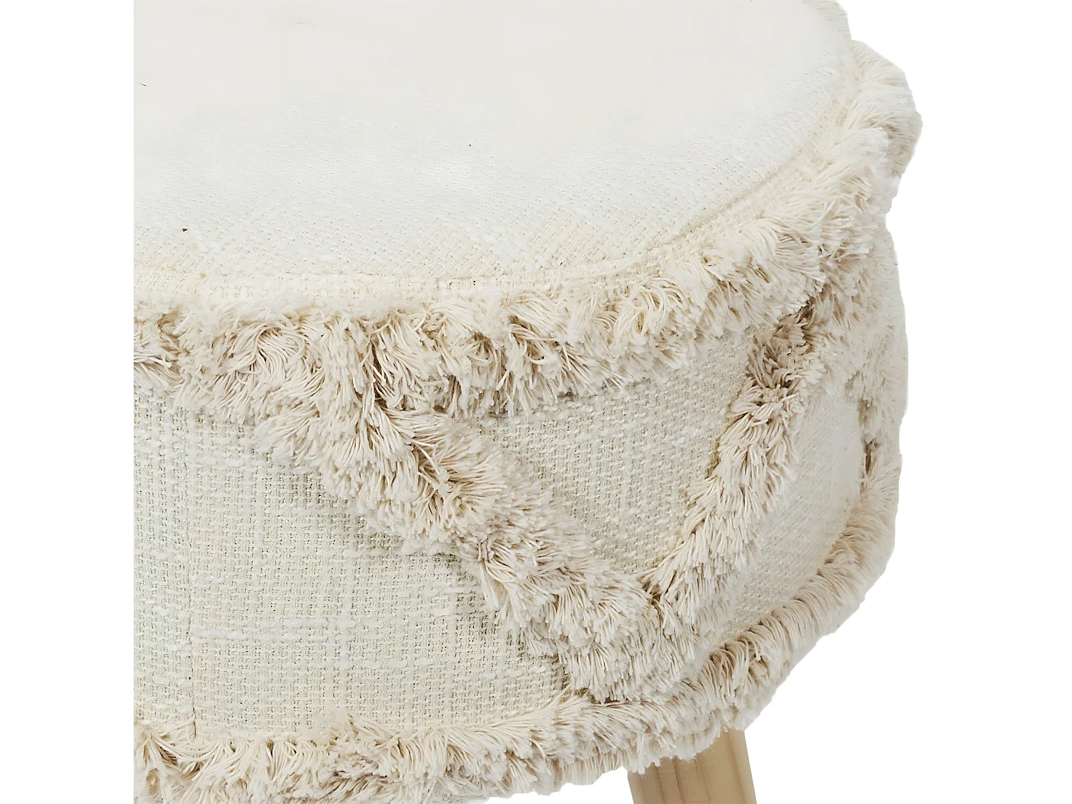 SKULLY - Tabouret Scandinave Beige Motifs Imitation Fourrure
