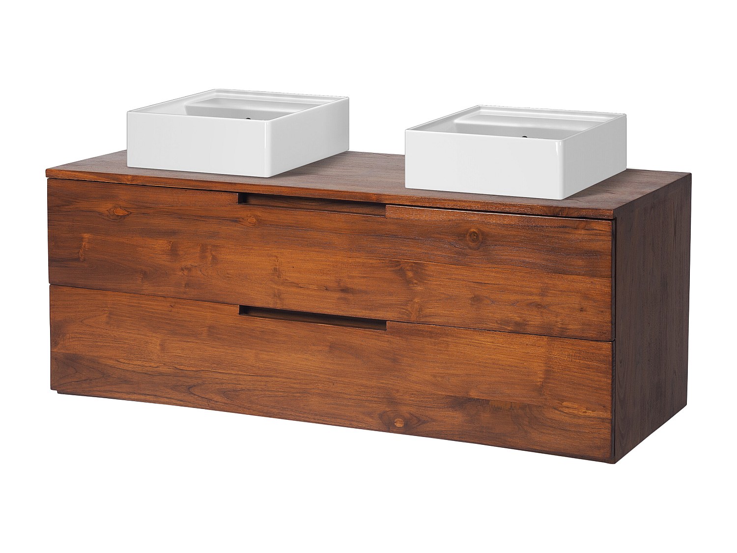 Waschbeckenunterschrank hängend mit 2 Schubladen & Doppelwaschbecken - Dunk günstig online kaufen