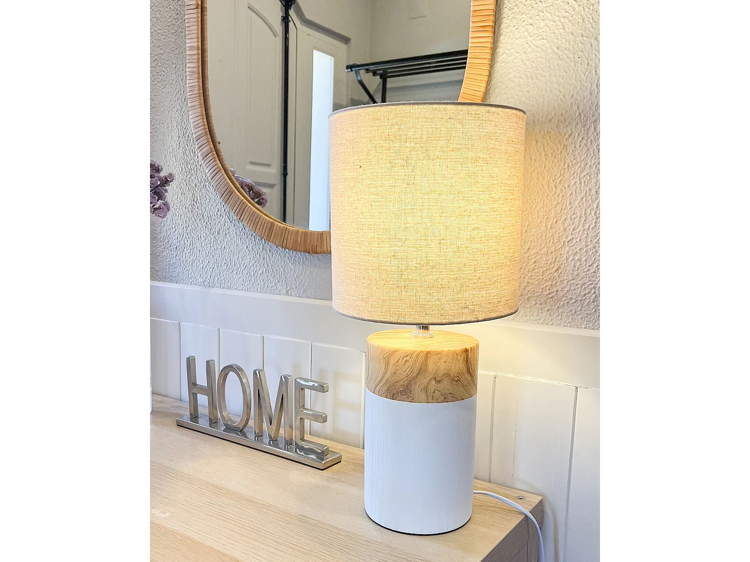 Lampa stołowa ALZEYA Ceramika Jasny brąz/ biały