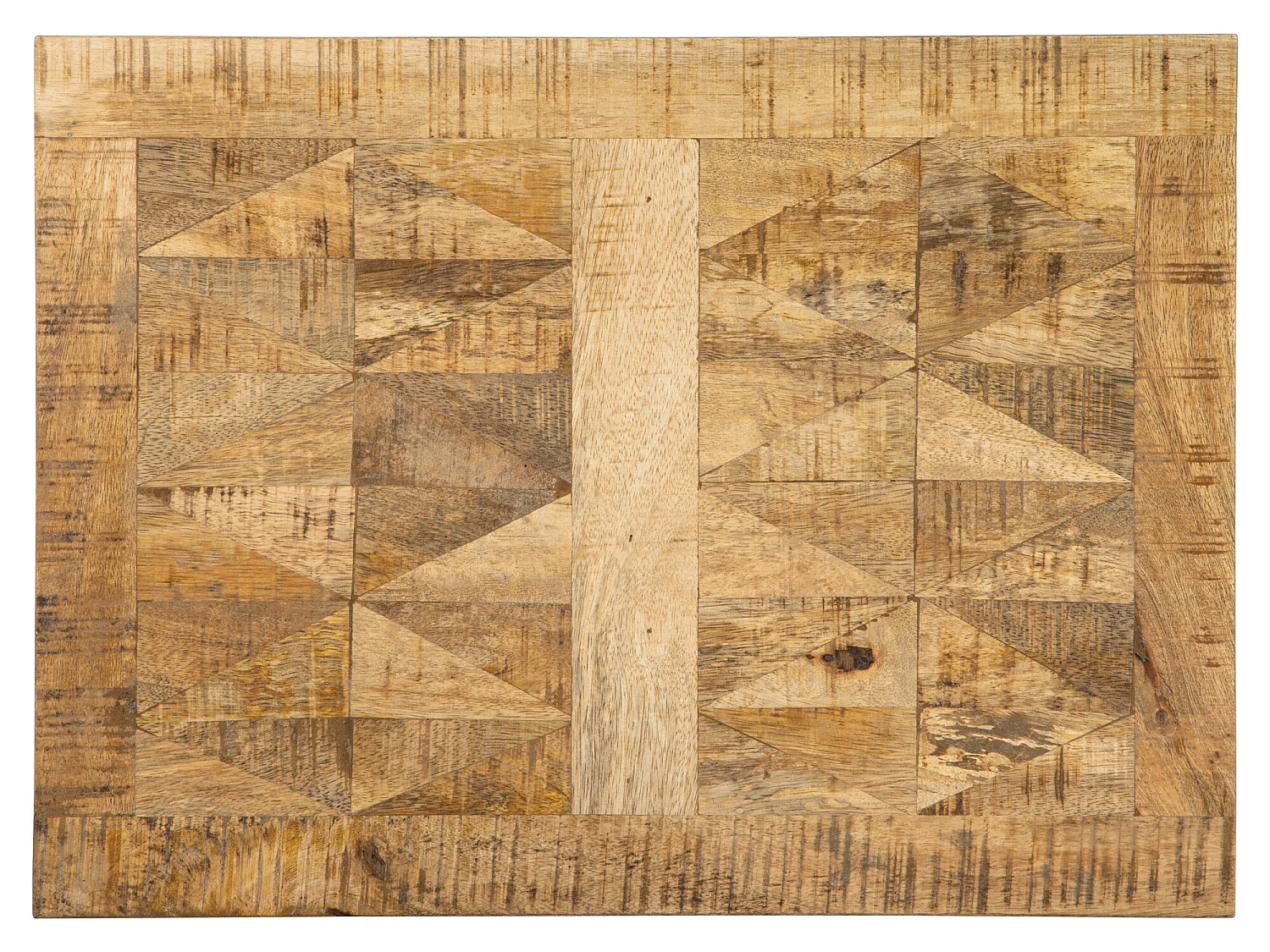 WOMO-DESIGN Mesa auxiliar lateral 48x35x63cm mesita cuadrada de madera de mango y patas de metal en X  para salón rústico industrial, hecha a mano