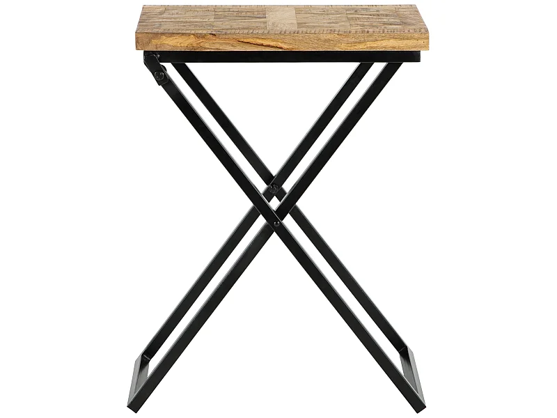 WOMO-DESIGN Tavolino da caffe Beino 48x35x63 cm colore naturale in legno massiccio comodino basso da divano, tavolo laterale per soggiorno e salotto