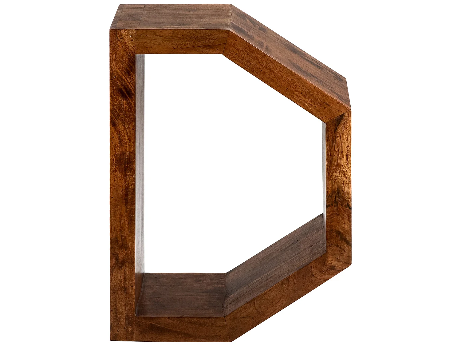 Table basse 60 cm marron en forme D en bois massif d'acacia pièce artisanale décorative style maison de campagne console chambre à dormir pour lampe