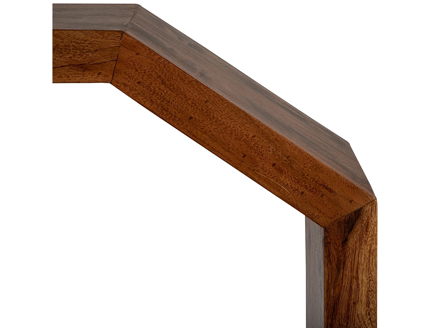 Table basse 60 cm marron en forme D en bois massif d'acacia pièce artisanale décorative style maison de campagne console chambre à dormir pour lampe