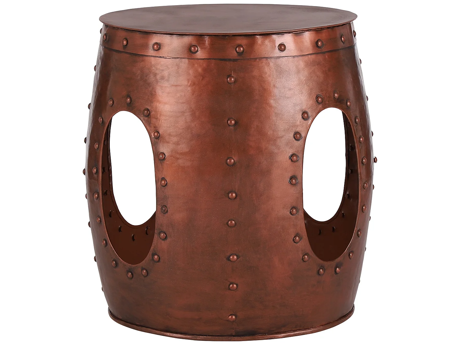 WOMO-DESIGN Tavolino da caffe Lahti rotondo Ø38x45 cm rame in metallo pezzo unico, fatto a mano, tavolo basso, comodino portaoggetti da soggiorno