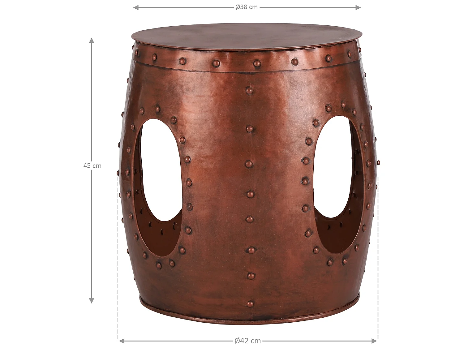 WOMO-DESIGN Tavolino da caffe Lahti rotondo Ø38x45 cm rame in metallo pezzo unico, fatto a mano, tavolo basso, comodino portaoggetti da soggiorno