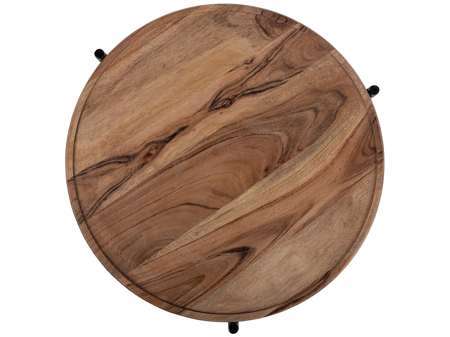 WOMO-DESIGN 2x Mesas auxiliares arizona 40x55/35x50cm madera maciza / metal natural-negro tallado a mano mesita de café y té diseño decorativo