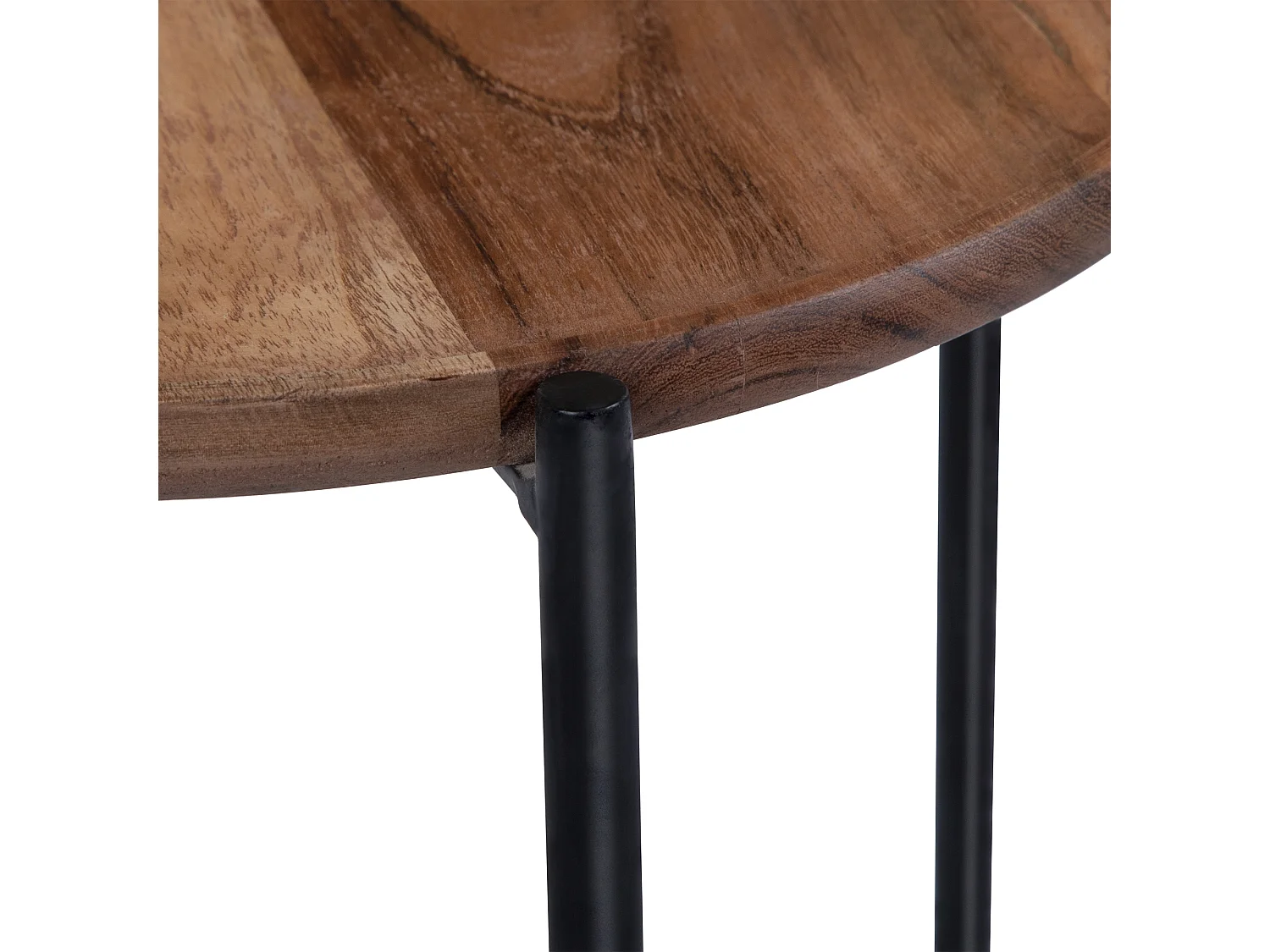 WOMO-DESIGN 2x Mesas auxiliares arizona 40x55/35x50cm madera maciza / metal natural-negro tallado a mano mesita de café y té diseño decorativo