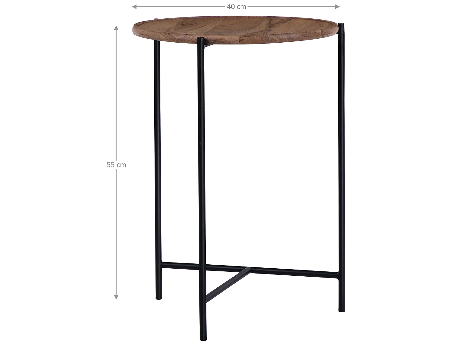 WOMO-DESIGN 2x Mesas auxiliares arizona 40x55/35x50cm madera maciza / metal natural-negro tallado a mano mesita de café y té diseño decorativo