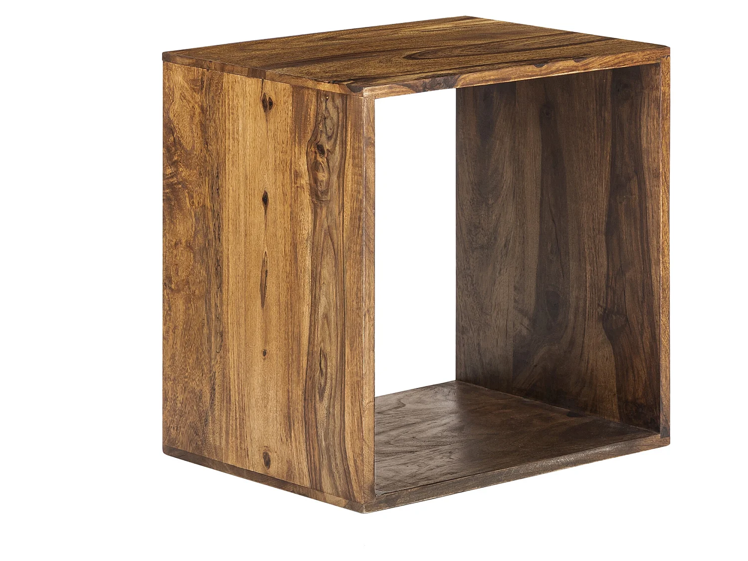 Table basse rustique forme cube en bois de sheesham salon 43 cm WOMO-DESIGN