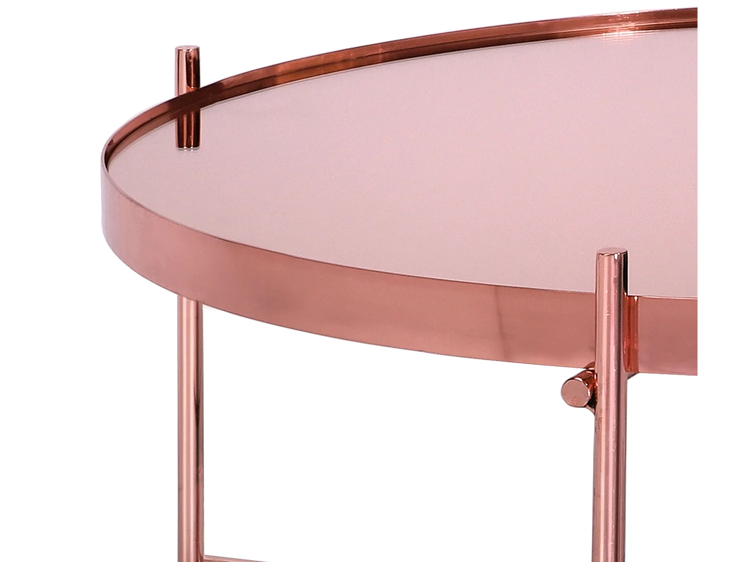WOMO-DESIGN Mesa auxiliar lateral Tucson Ø75x35cm mesita de centro redonda de cristal y metal color cobre para salón sofá, estilo ligero y aireado