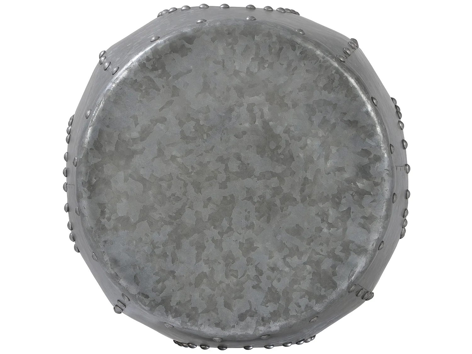 WOMO-DESIGN Mesa auxiliar lateral Ø38x43cm mesita redonda plateada de metal con remaches para salón, hecha a mano, estilo moderno único industrial