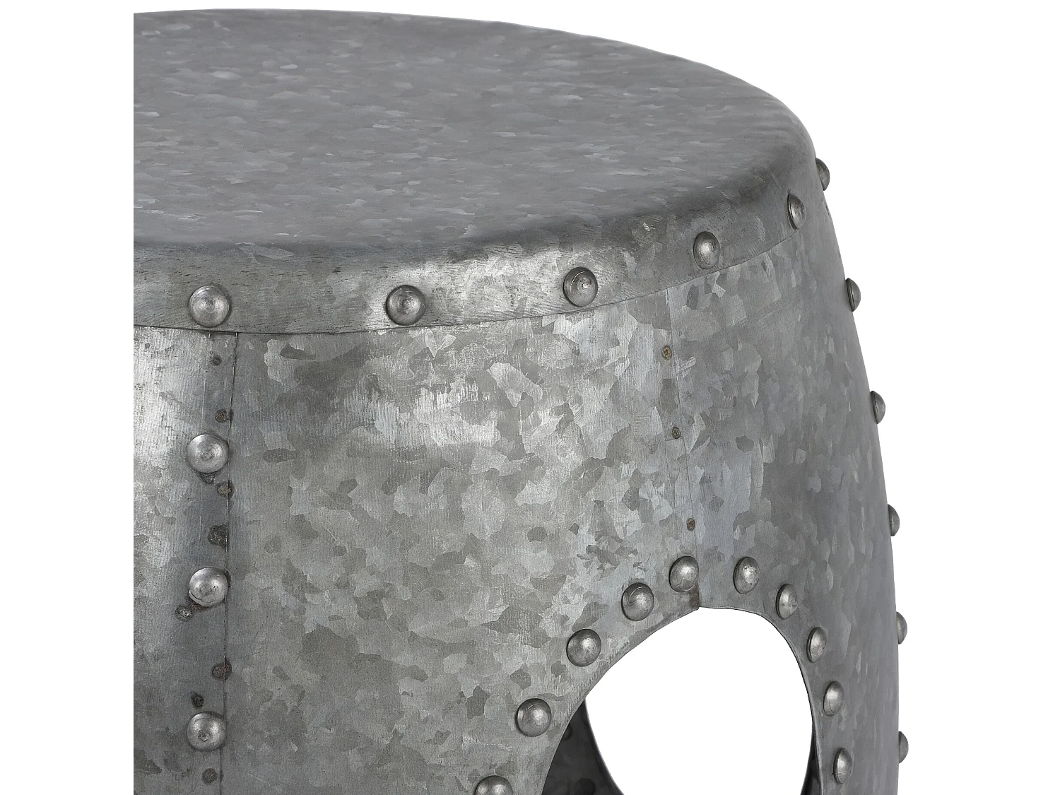 WOMO-DESIGN Mesa auxiliar lateral Ø38x43cm mesita redonda plateada de metal con remaches para salón, hecha a mano, estilo moderno único industrial