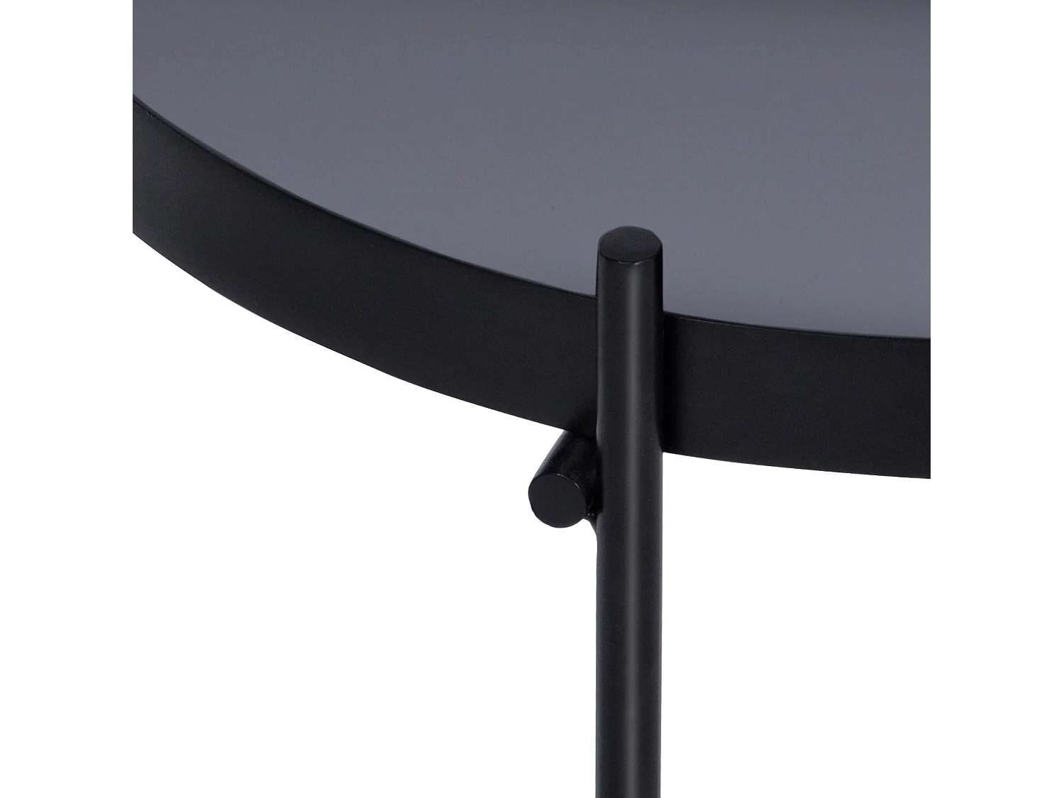 WOMO-DESIGN Mesa auxiliar lateral Houston Ø43x45cm mesita de centro redonda de cristal y metal color negro para salón sofá, estilo ligero y aireado