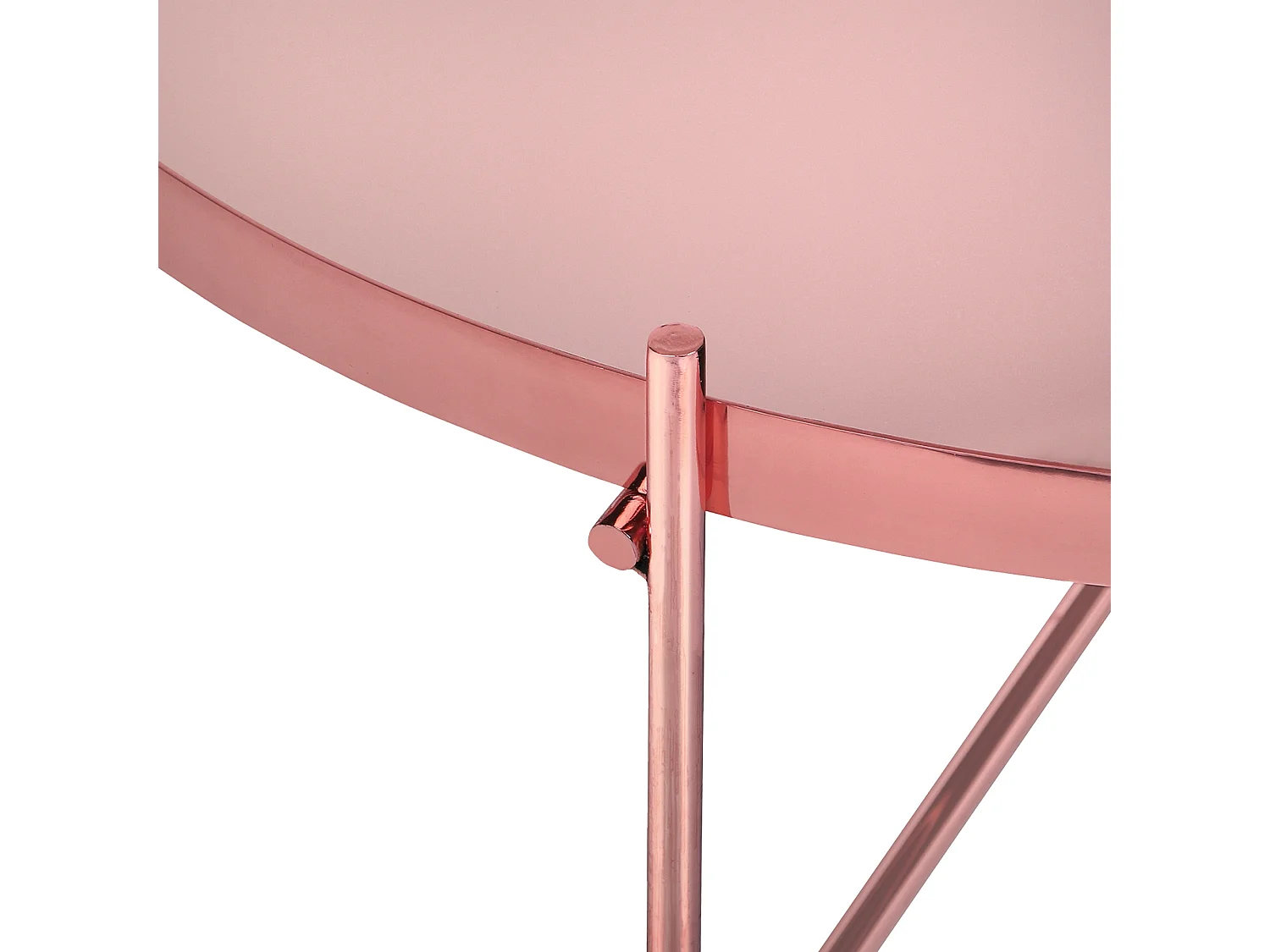 WOMO-DESIGN Mesa auxiliar lateral Houston Ø43x45cm mesita de centro redonda de cristal y metal color cobre para salón sofá, estilo ligero y aireado