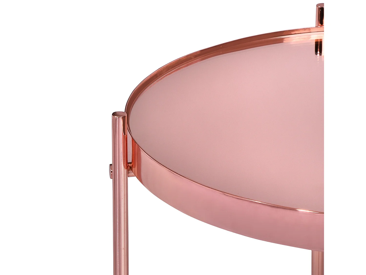 WOMO-DESIGN Tavolino basso da caffe Ø 43x45 cm colore rame, rotondo, in metallo, con piano in vetro, stile moderno, tavolo laterale per soggiorno