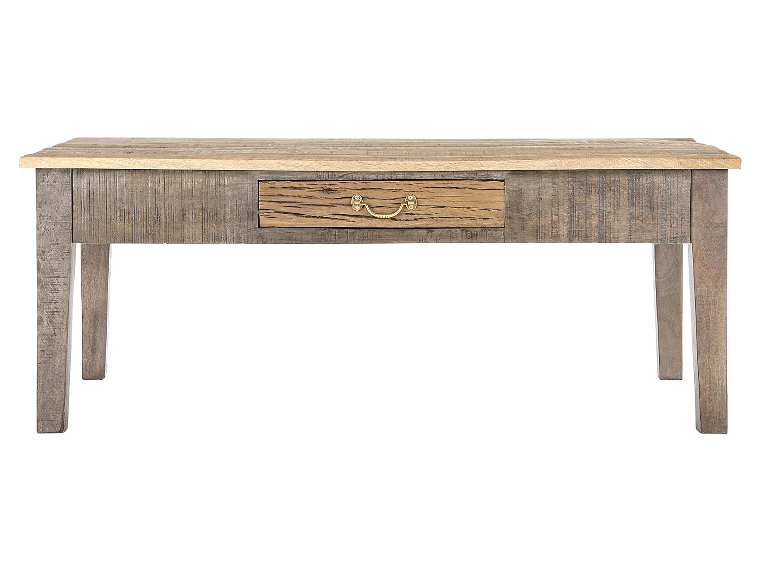 Meuble de salon 117x70x45,5 cm bois massif rangement à tiroir artisanal unique rustique table basse d'appoint support rectangulaire d'intérieur