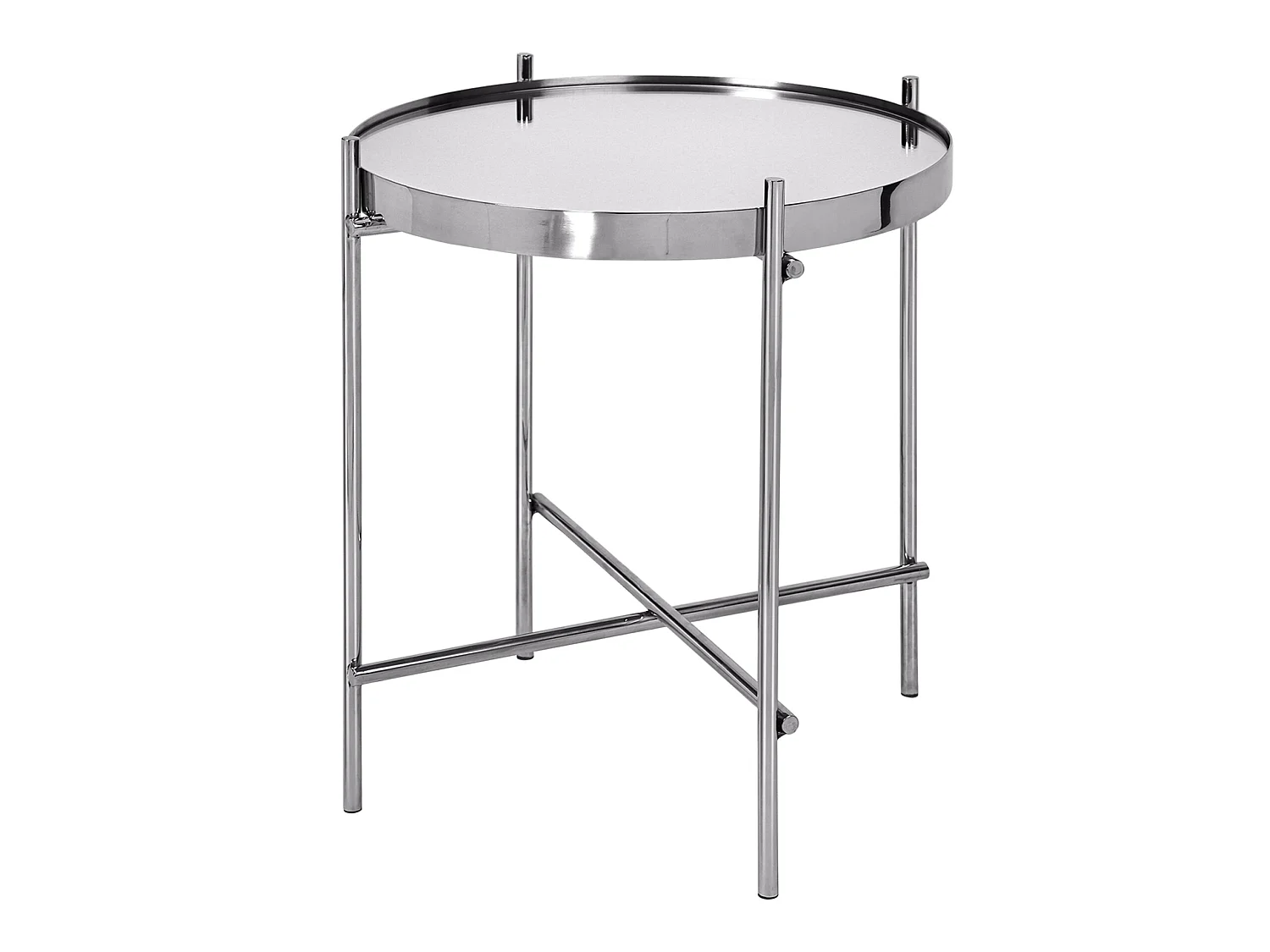 Table d'appoint à café ronde de salon en verre métal argenté Ø 43cm WOMO-DESIGN