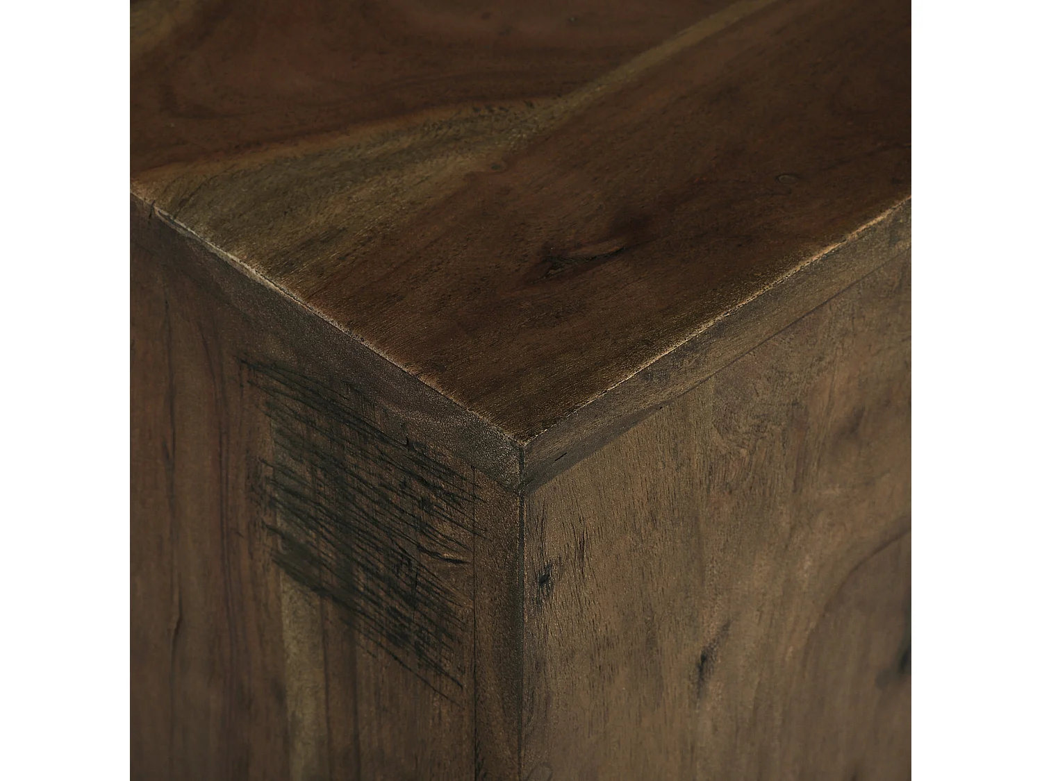 Set de 2 table basse colonne bois massif marron carré 50/75 cm WOMO-DESIGN