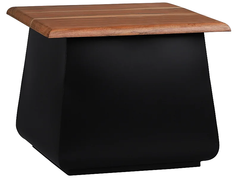 Mesa auxiliar metal madera acacia natural/negro 50x40x50cm WOMO-DESIGN