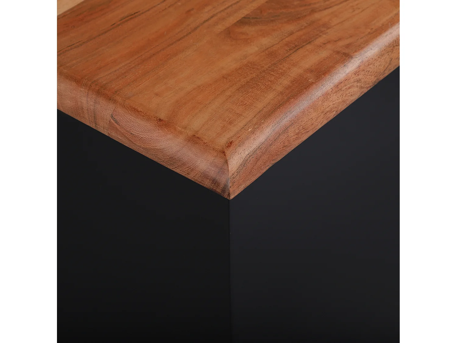 Tavolino in metallo in legno di acacia naturale/nero 50x40x50cm WOMO-DESIGN