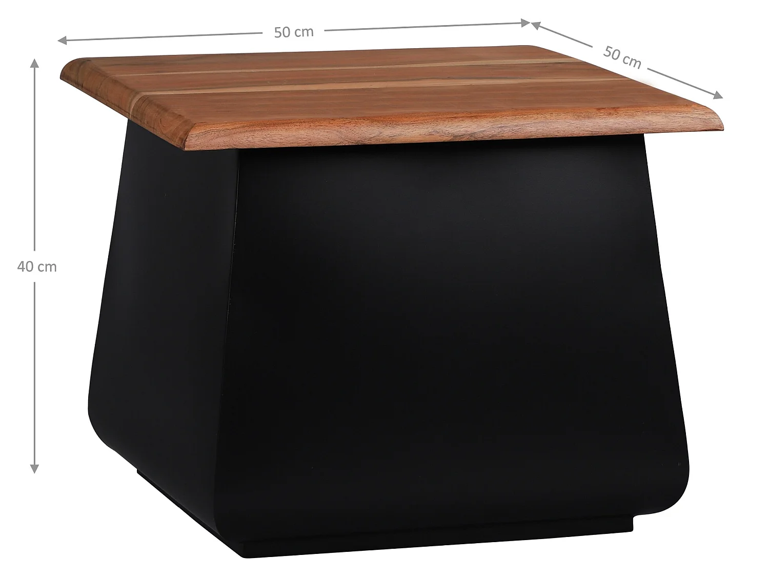 Tavolino in metallo in legno di acacia naturale/nero 50x40x50cm WOMO-DESIGN