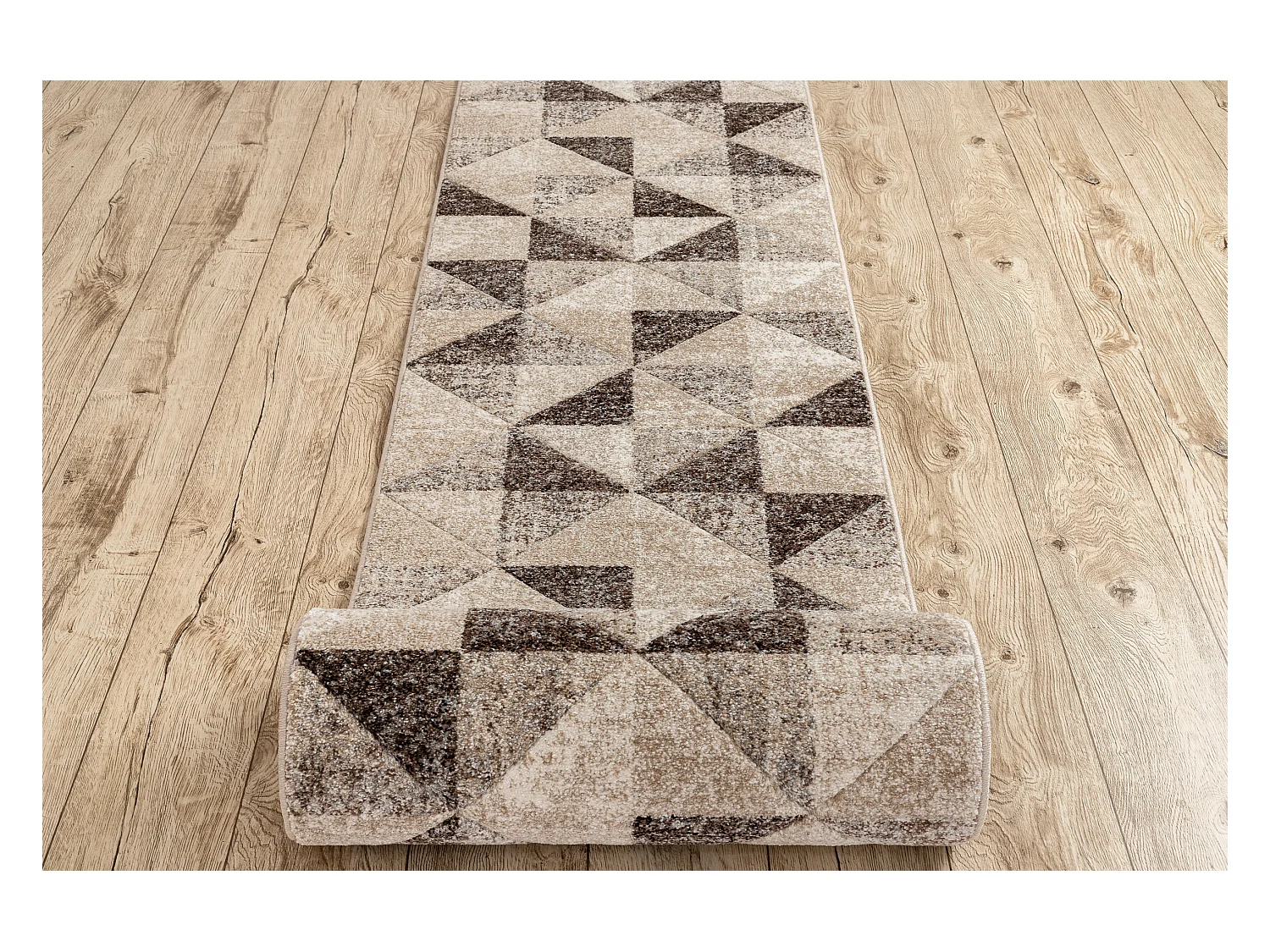 Tapis de couloir FEEL 5672/15055 TRIANGLES beige et marron / crème 70x210 cm