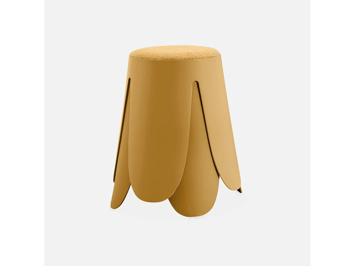 Taburete apilable con asiento texturado, set de 2 mostaza