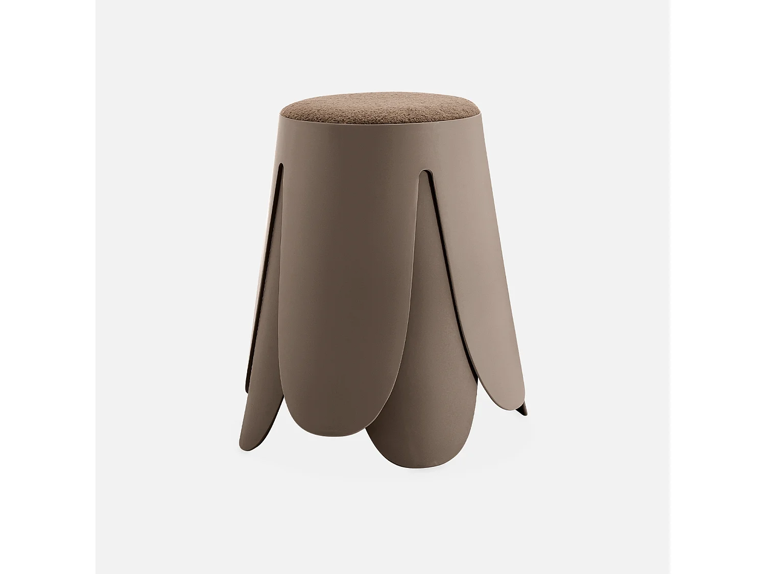 Set de 2 tabourets empilables marrons. bouclette texturée. NIKI. Ø30 / 44 x H46cm