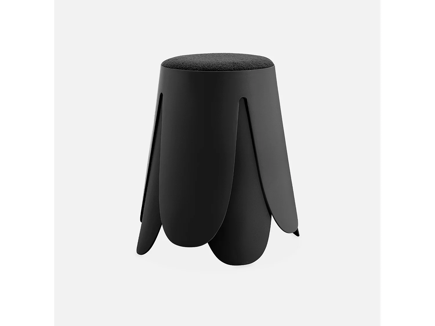 Set de 2 tabourets empilables noirs. bouclette texturée. NIKI. Ø30 / 44 x H46cm