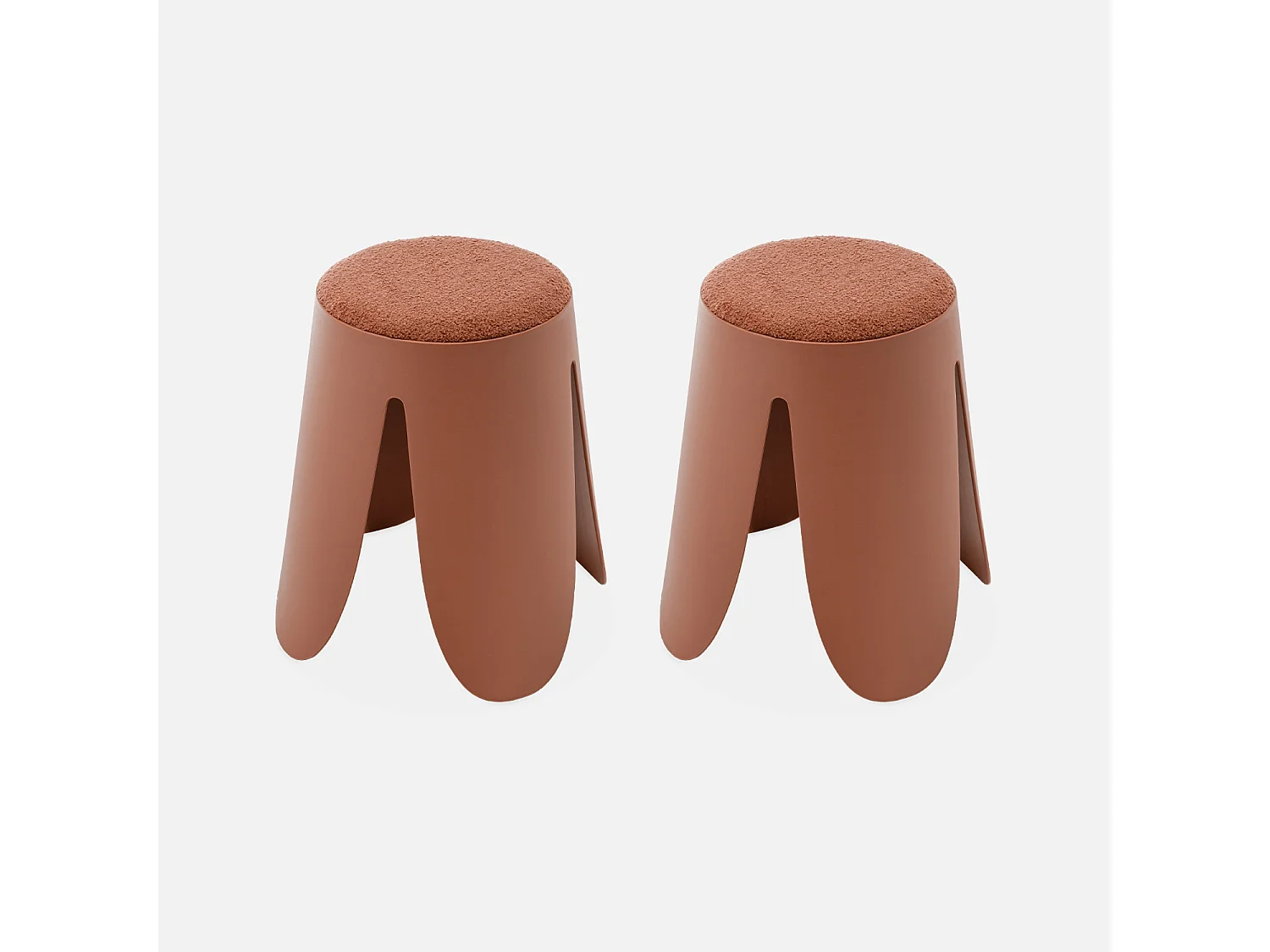 Taburete apilable con asiento texturado, set de 2 terracotta