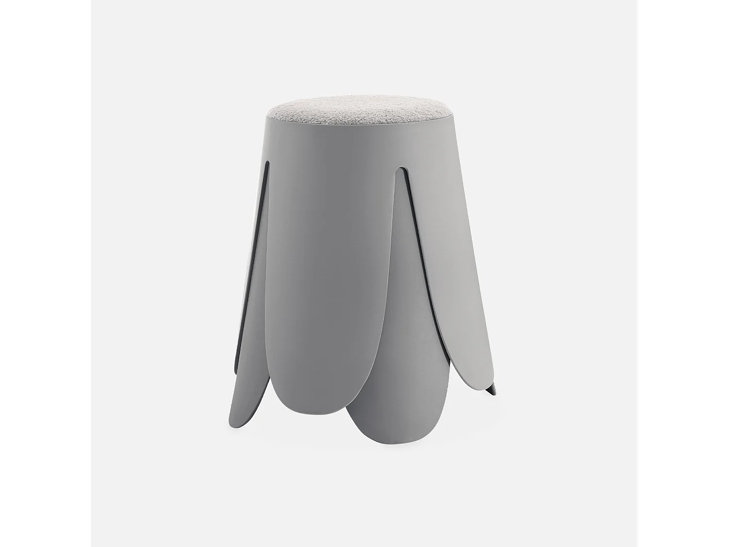 Taburete apilable con asiento texturado, set de 2 gris claro