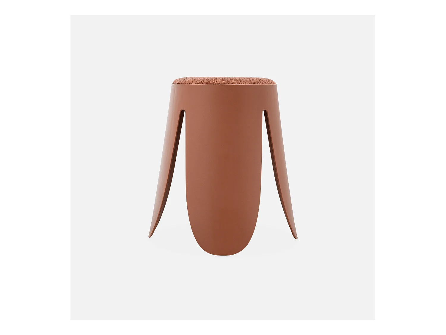 Set de 4 tabourets empilables terracotta. bouclette texturée. NIKI. Ø30 / 44 x H46cm