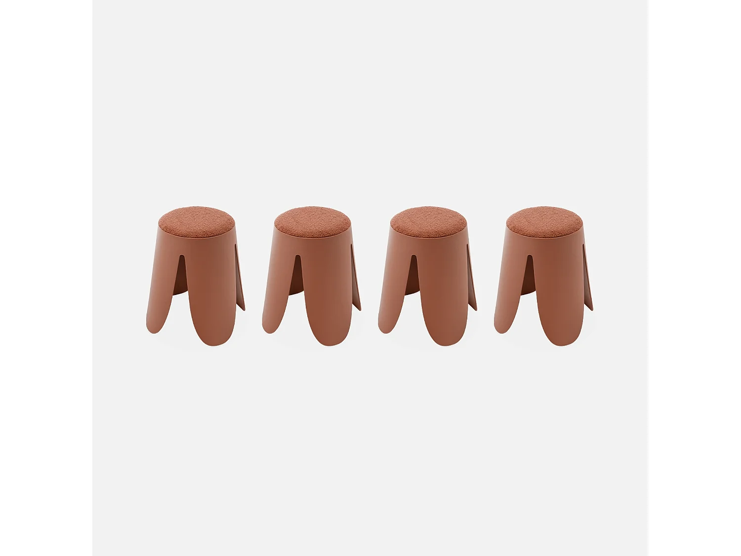 Taburetes apilable de borreguito texturizado, set de 4 terracotta