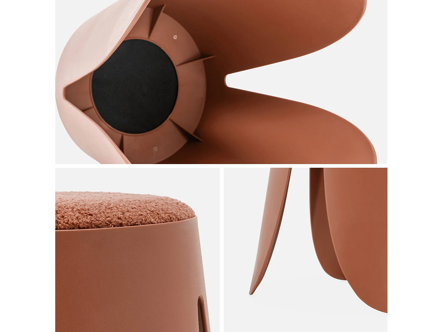 Set 4 sgabelli impilabili in bouclé Terracotta - 44x30x46 cm