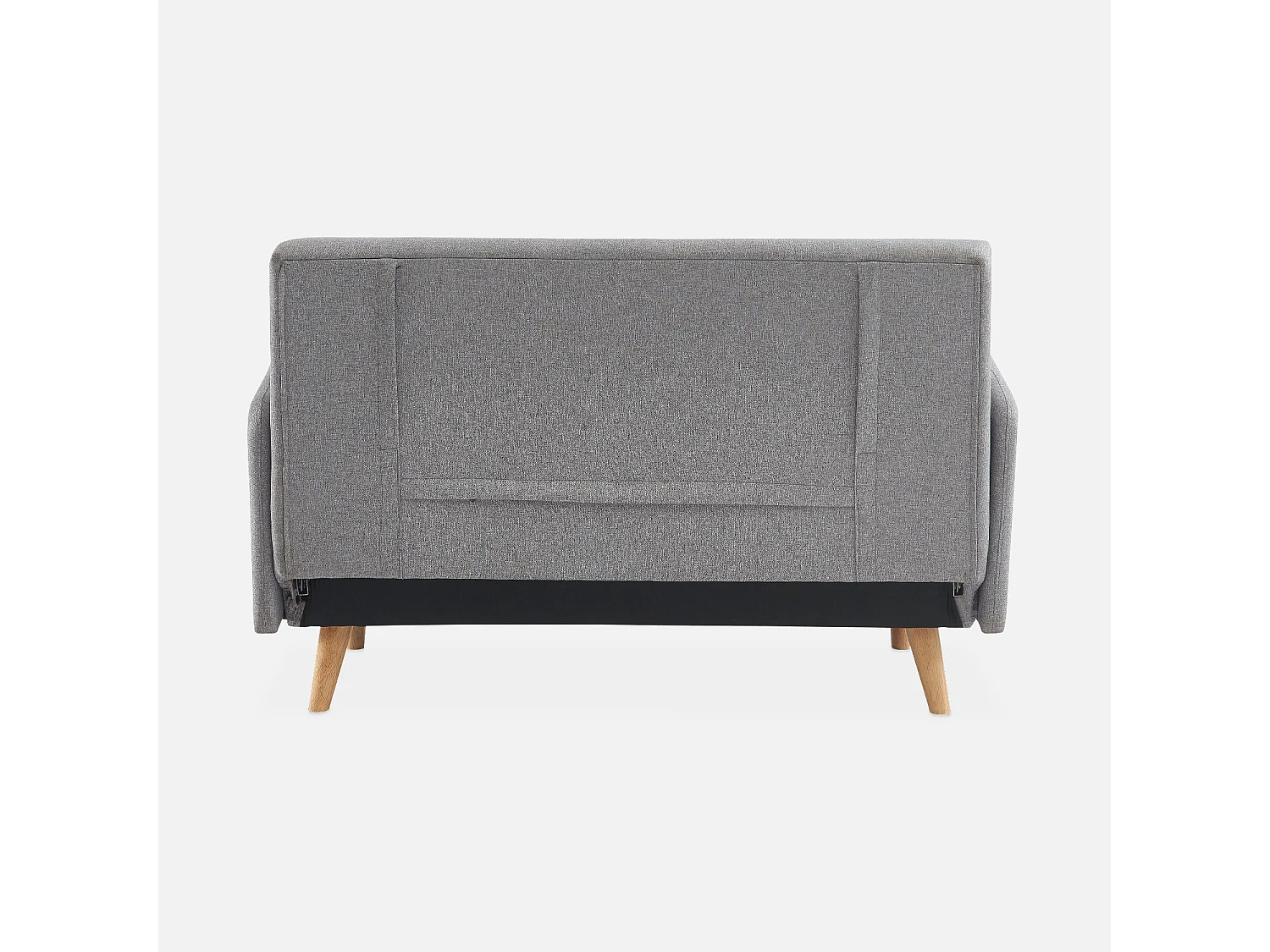 Sofá cama con patas de madera de 2 plazas gris claro