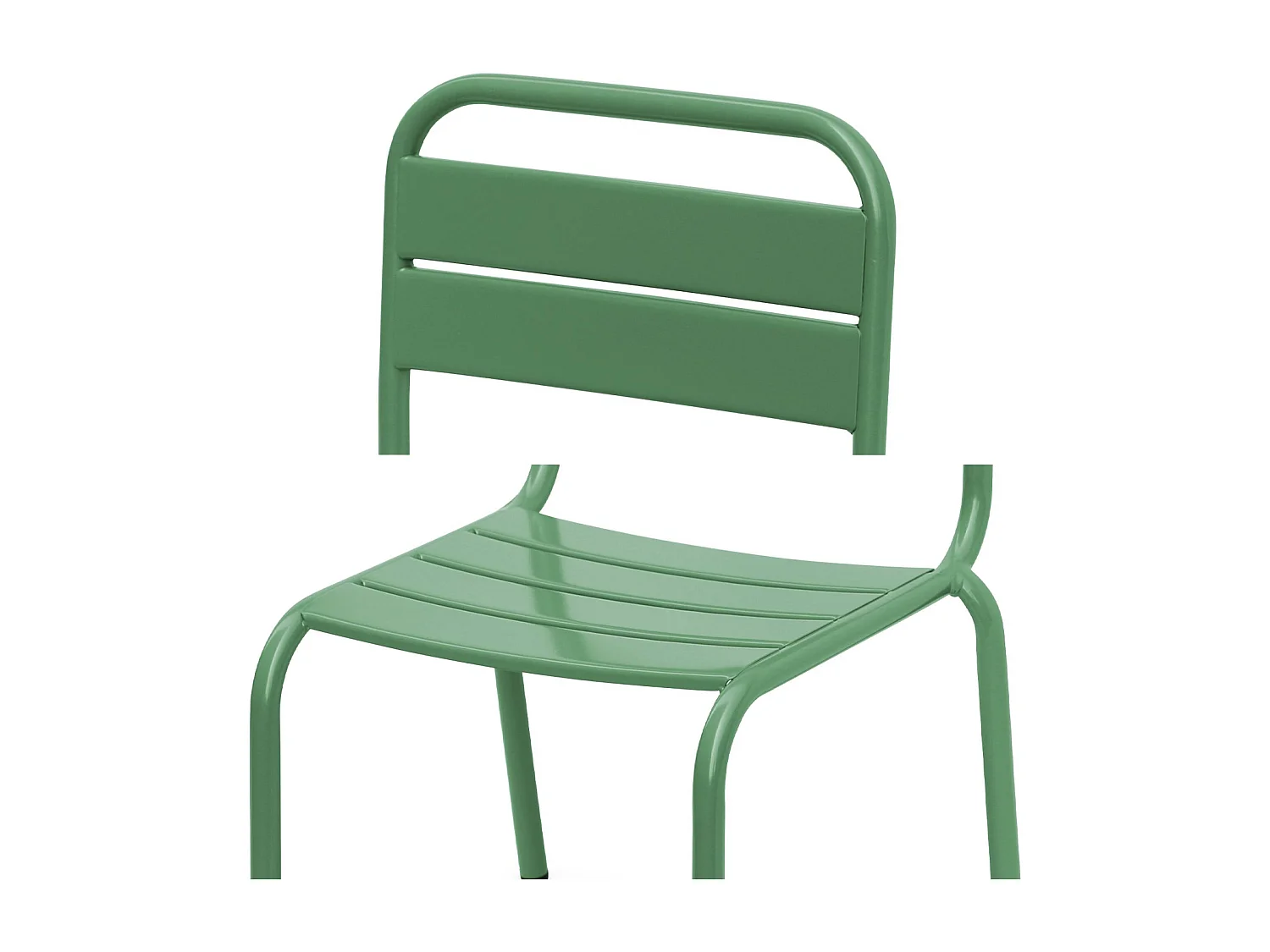 Table de jardin enfant métal + 2 assises vert de gris Anna. 48x48cm