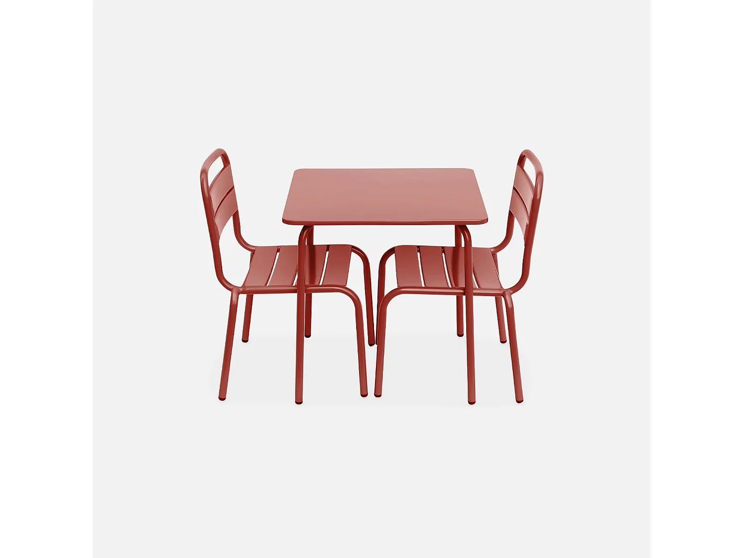 Set tavolino in metallo per bambini e 2 sedie, terracotta