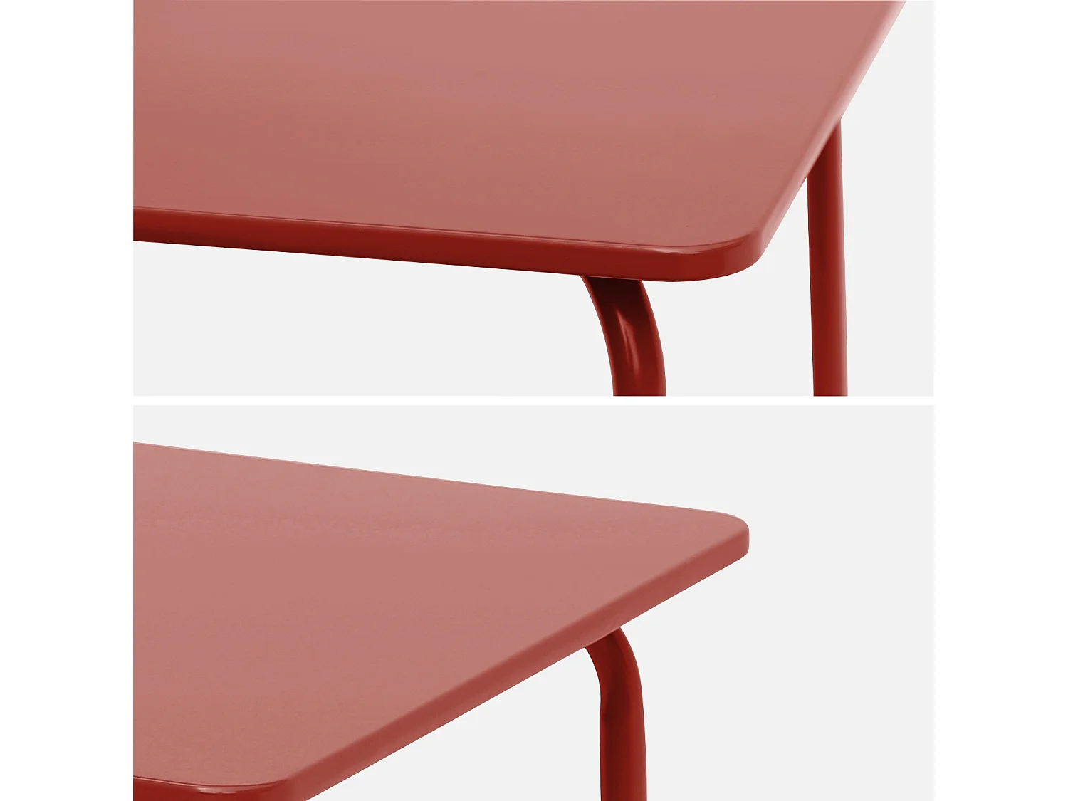 Set tavolino in metallo per bambini e 2 sedie, terracotta