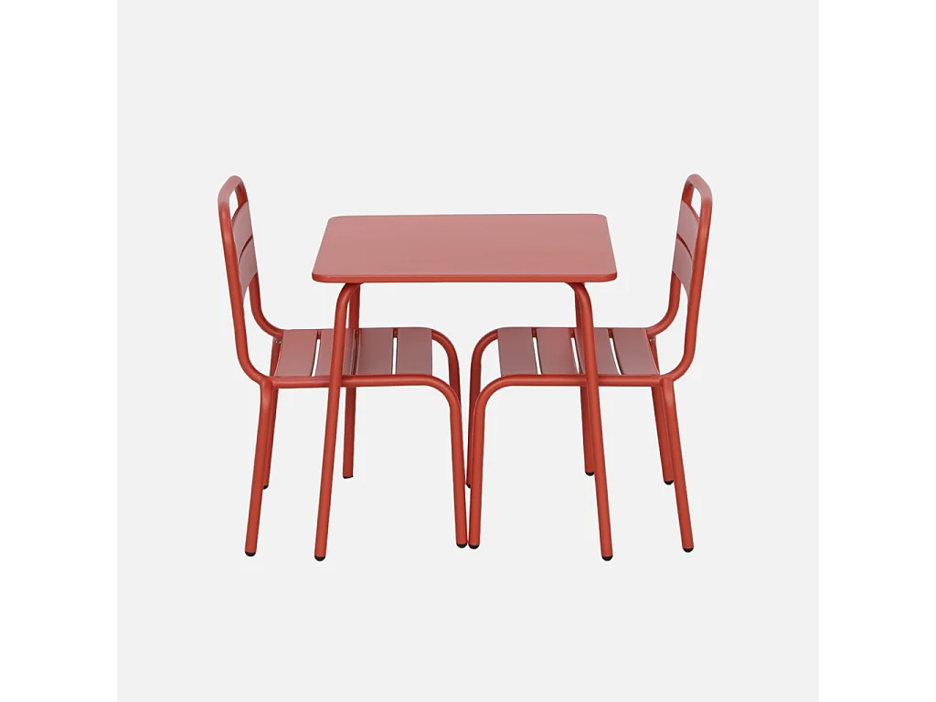 Set tavolino in metallo per bambini e 2 sedie, terracotta